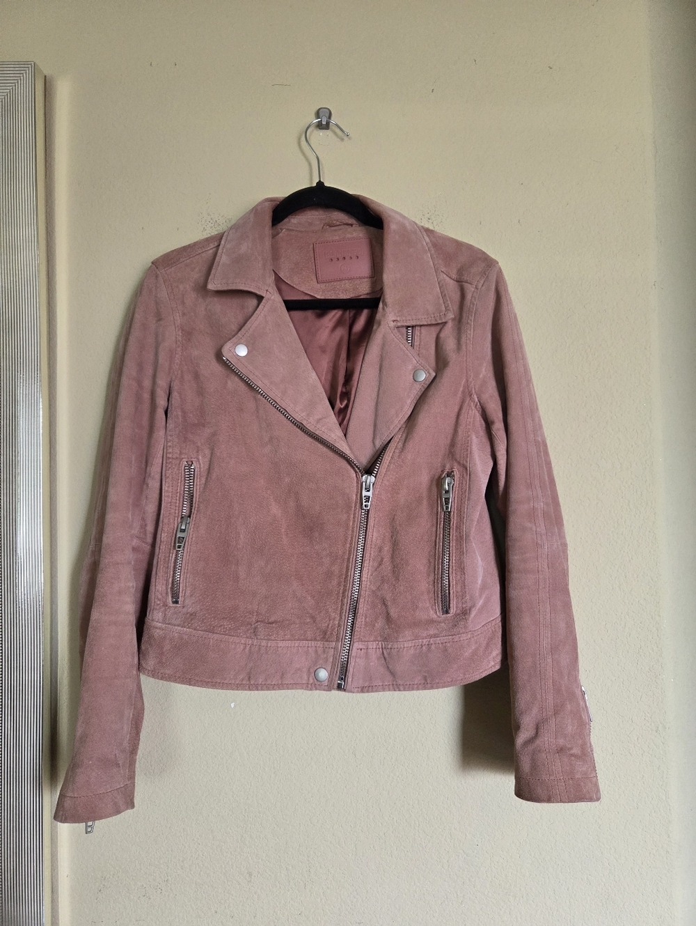 Blank NyC Genuine Suede Leather Dusty Rose Mauve Moto